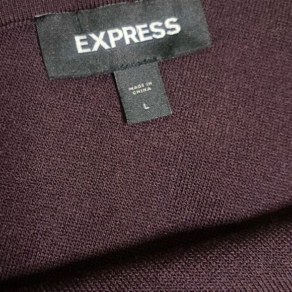 EXPRESS Deep Plum One Sleeve Fitted Above The Knee Dress - Picture 9 of 10